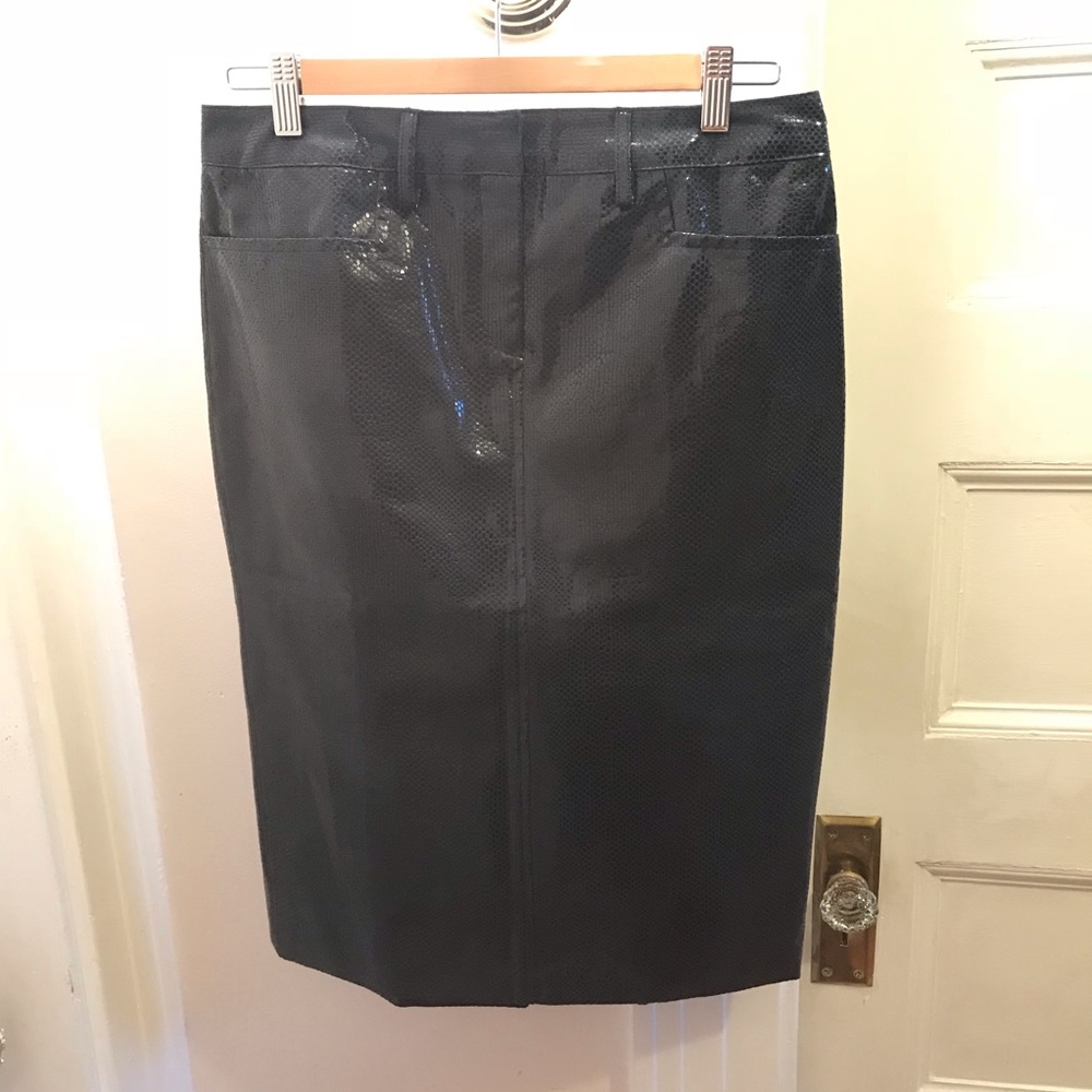 BCBG Navy Faux Snake Skin Pencil Skirt